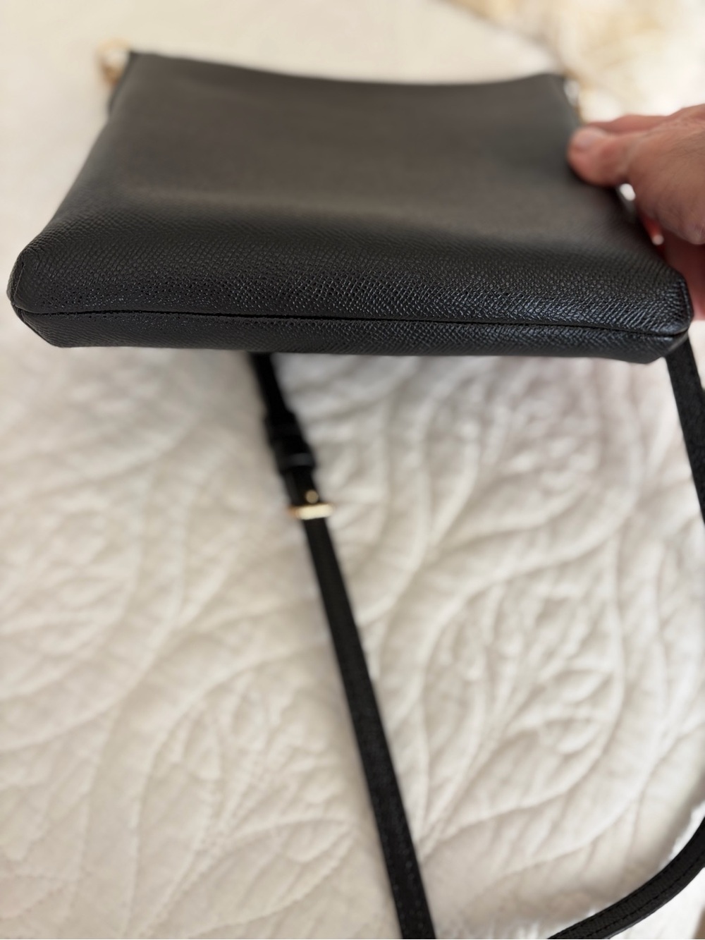 Coach Black Leather Crossbody with Gold-Tone Logo - Picture 3 of 8